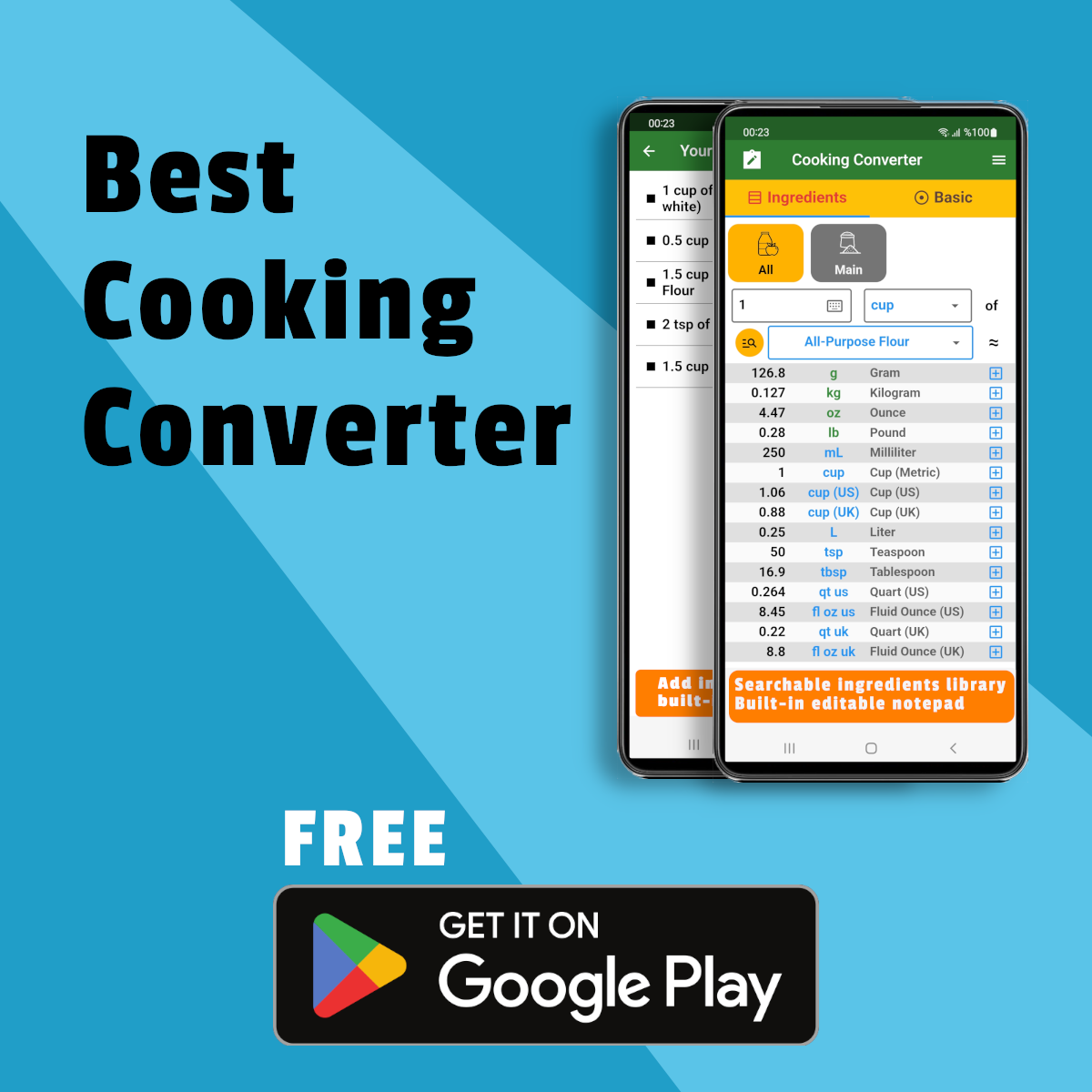 Cooking measures conversions app (eg. 40g of granulated sugar → 47 mL) for  Android, open source - Software Recommendations Stack Exchange