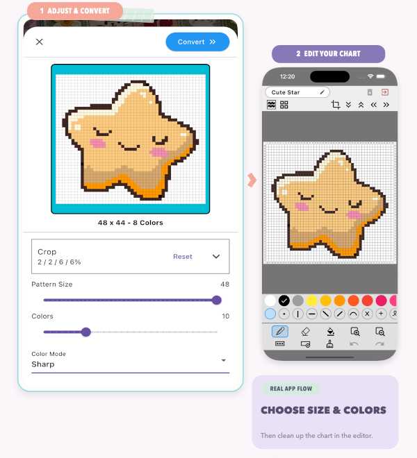 Image to Knitting Chart app interface
