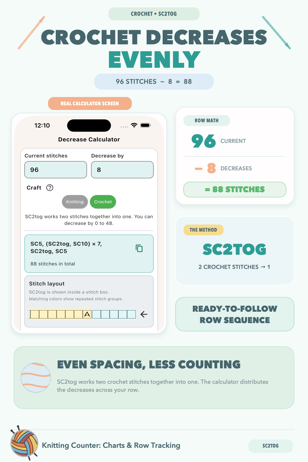 Calculation of Crochet decreases evenly