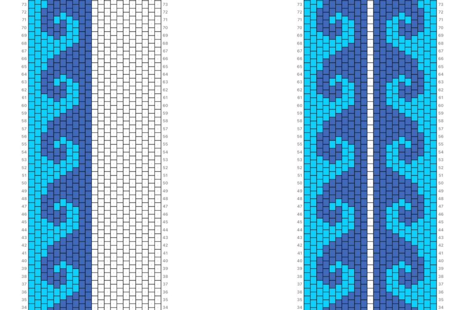 Before-and-after comparison showing one finished half of Harmony Swirls and the completed symmetrical bead pattern.