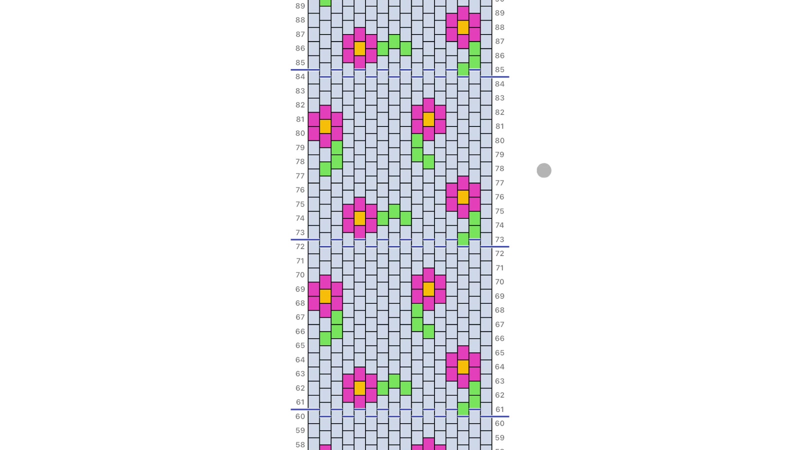 Completed repeating Peyote pattern grid with pink and yellow flowers and green stem details.