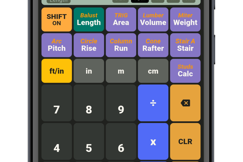 Unit Converter Construction Calculator adding feet, inches and fractions
