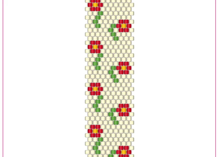 Free Cute Flowers brick stitch bracelet pattern PDF preview
