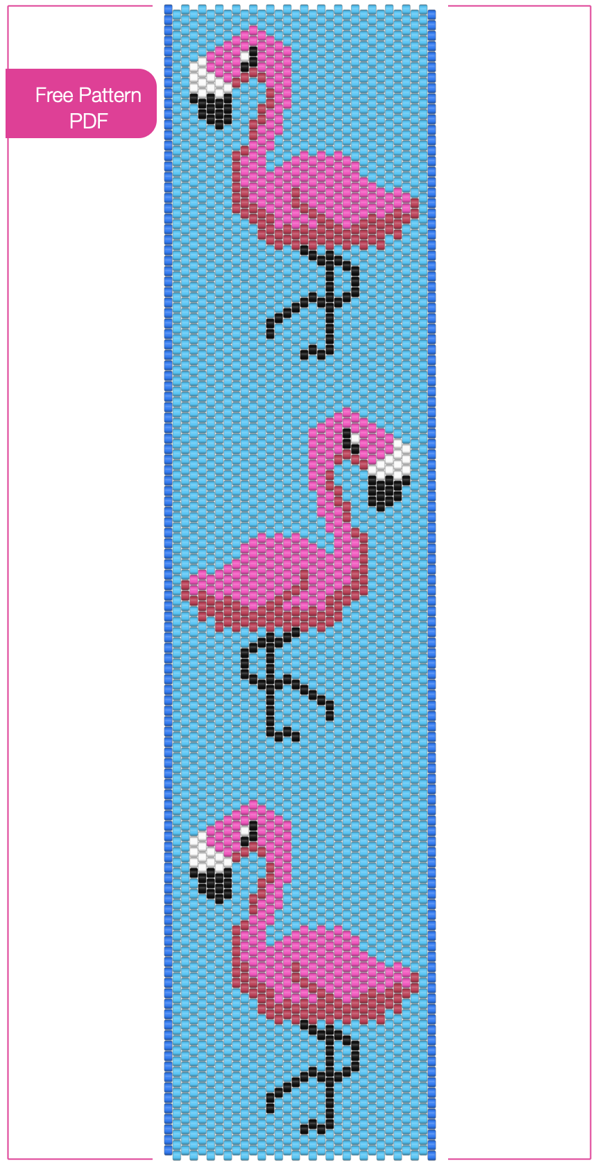 Free Flamingos peyote stitch bracelet pattern PDF preview