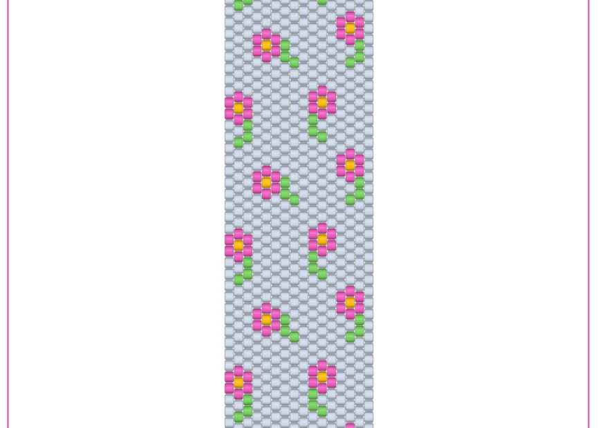 Free Pink Flowers peyote stitch bracelet pattern PDF preview