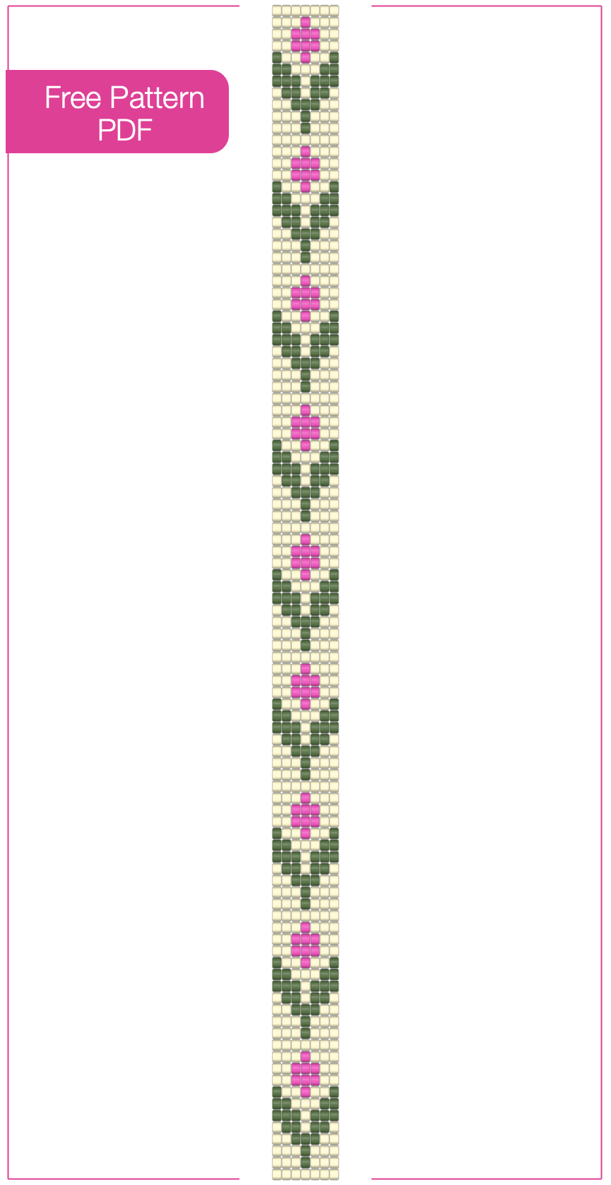 Free Tulip Trail flower bead loom bracelet pattern PDF preview